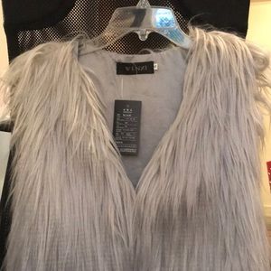 Grey Faux Fur Vest